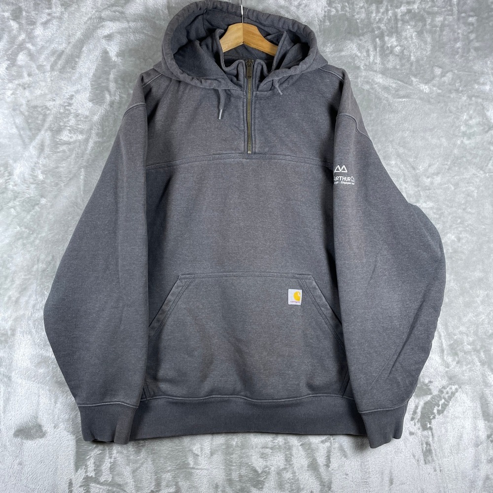 Carhartt Rain Defender Hoodie Mens 2XL Gray Loose Fit Quarter Zip TS0617-M